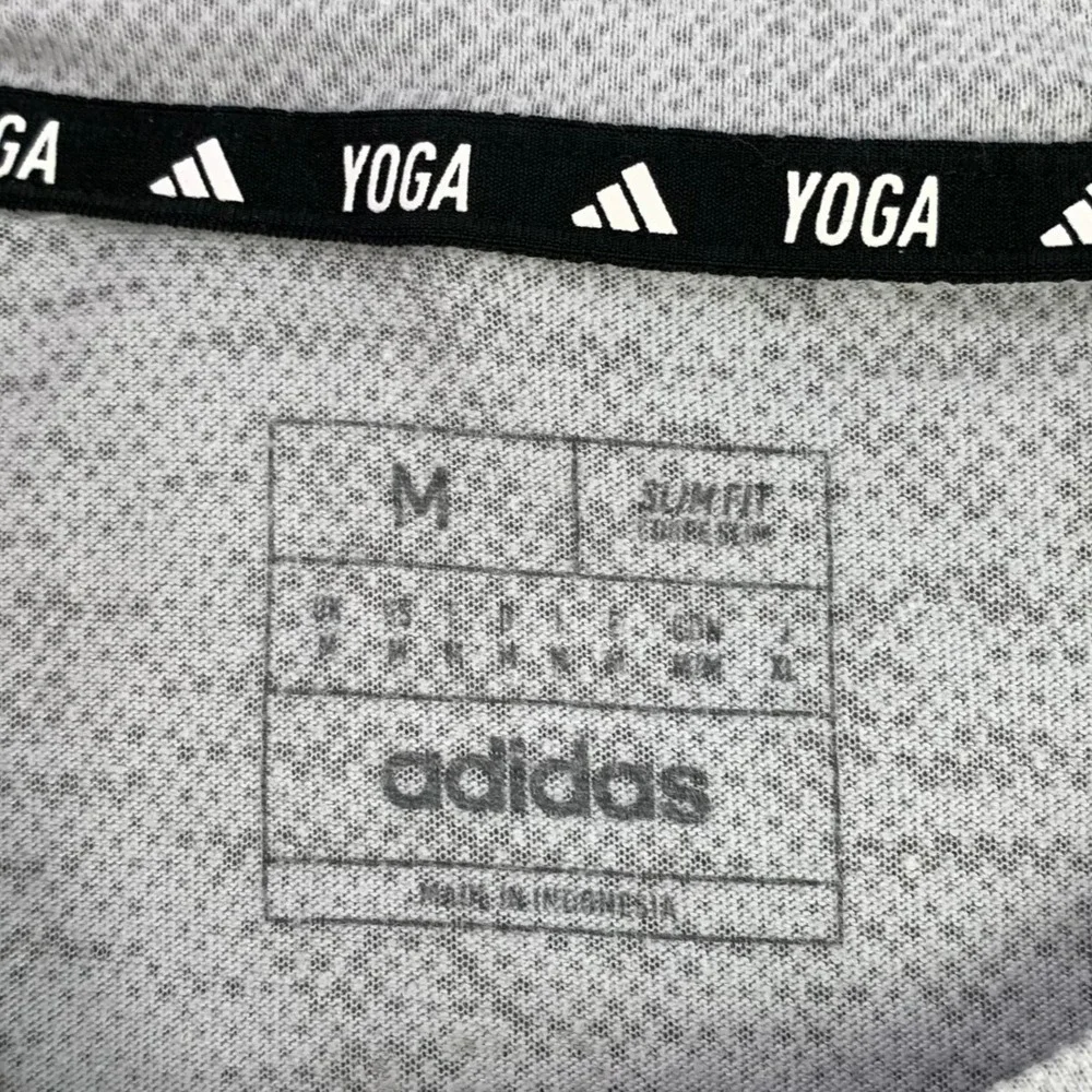 Adidas Yoga Training Tee Mens Medium Grey‎ Wicking Athletic Gym Top Lightweight